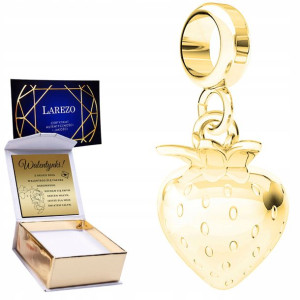 Charms złoty + GRAWER Truskawka srebro 925