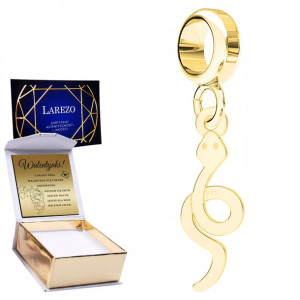 Charms złoty + GRAWER Wąż Snake srebro 925