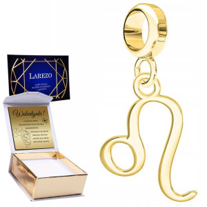 Charms złoty + GRAWER znak zodiaku Lew srebro 925