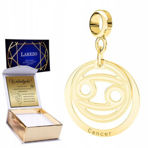 Charms złoty + GRAWER znak zodiaku Rak srebro 925