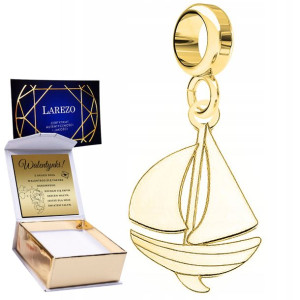 Charms złoty + GRAWER Łódka srebro 925