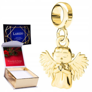 Charms złoty + NADRUK Anioł srebro 925
