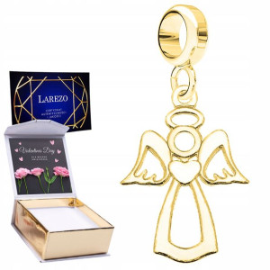Charms złoty + NADRUK Aniołek srebro 925