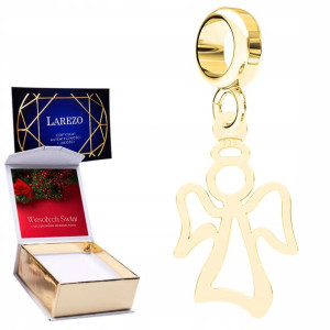 Charms złoty + NADRUK Aniołek srebro 925