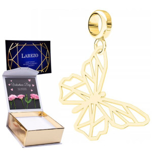 Charms złoty + NADRUK Ażurowy Motyl srebro 925