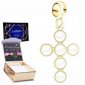 Charms złoty + NADRUK Biała Perła srebro 925