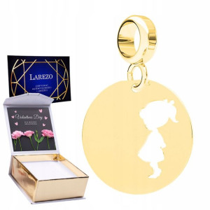 Charms złoty + NADRUK Blaszka Dziewczynka 925