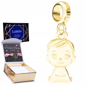 Charms złoty + NADRUK Chłopiec Dziecko srebro 925