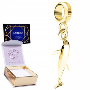 Charms złoty + NADRUK Delfin srebro 925