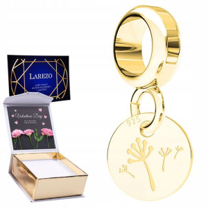 Charms złoty + NADRUK Dmuchawce srebro 925