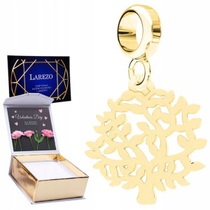 Charms złoty + NADRUK Drzewko srebro 925
