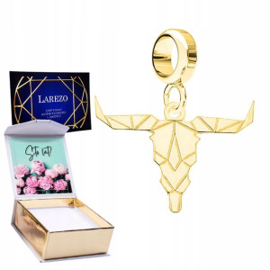 Charms złoty + NADRUK Głowa Byka srebro 925