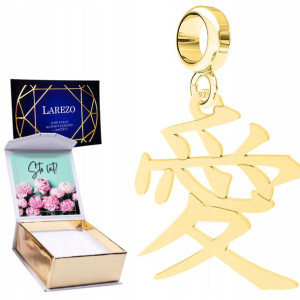 Charms złoty + NADRUK Japoński znak miłość 925