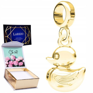 Charms złoty + NADRUK Kaczka srebro 925 zawieszka