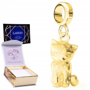 Charms złoty + NADRUK Kotek Kot srebro 925