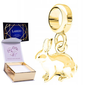 Charms złoty + NADRUK Królik srebro 925