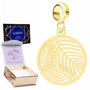 Charms złoty + NADRUK Liście Palmy srebro 925