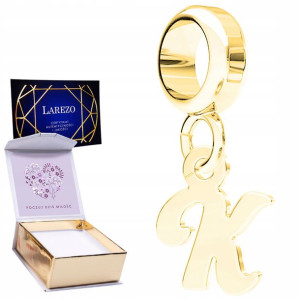 Charms złoty + NADRUK Literka K srebro 925