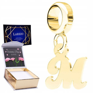 Charms złoty + NADRUK Literka M srebro 925