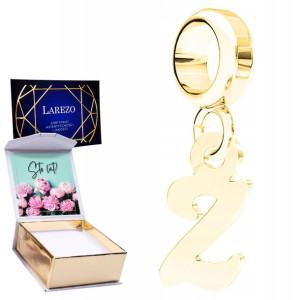 Charms złoty + NADRUK Literka Z srebro 925