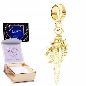 Charms złoty + NADRUK Muszelka srebro 925