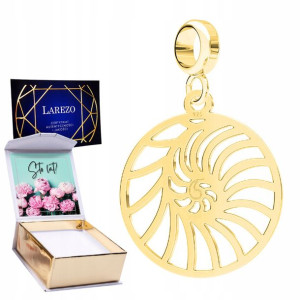 Charms złoty + NADRUK Muszla Muszelka srebro 925