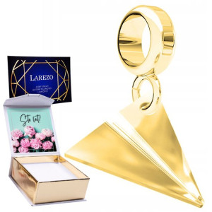 Charms złoty + NADRUK Papierowy Samolot srebro 925