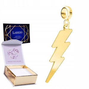 Charms złoty + NADRUK Piorun Błyskawica srebro 925