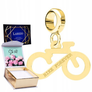 Charms złoty + NADRUK Rower z Grawerem srebro 925