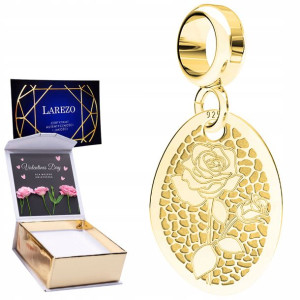 Charms złoty + NADRUK Róża srebro 925