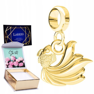 Charms złoty + NADRUK Ryba Fish Zwierzę srebro 925