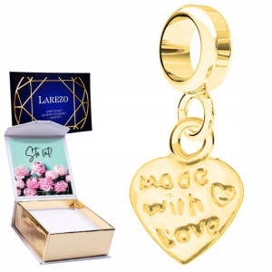 Charms złoty + NADRUK Serce Napis Love srebro 925