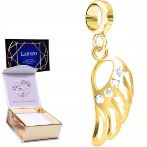 Charms złoty + NADRUK Skrzydło srebro 925