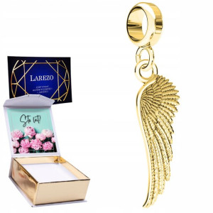 Charms złoty + NADRUK Skrzydło srebro 925