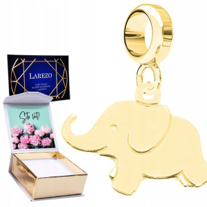 Charms złoty + NADRUK Słonik srebro 925