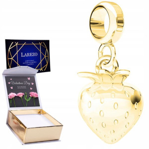 Charms złoty + NADRUK Truskawka srebro 925