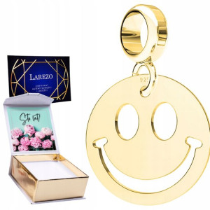 Charms złoty + NADRUK Uśmiech srebro 925