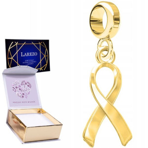 Charms złoty + NADRUK Wstążka srebro 925