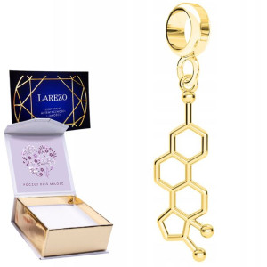 Charms złoty + NADRUK Wzór Estrogen srebro 925
