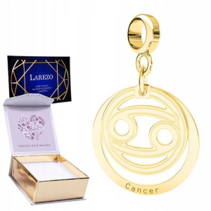 Charms złoty + NADRUK znak zodiaku Rak srebro 925