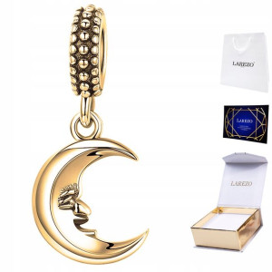 Charms złoty Księżyc Noc Gwiazdy srebro 925