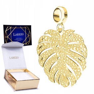 Charms złoty Liść Monstera srebro 925