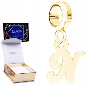 Charms złoty Literka N srebro 925