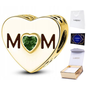 Charms złoty Mom Mama srebro zawieszka koralik 925