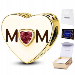 Charms złoty Mom Mama srebro zawieszka koralik 925