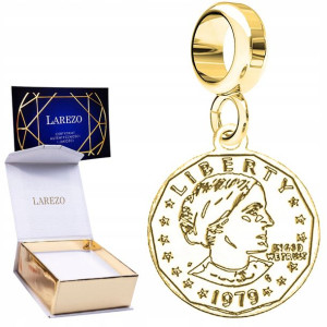 Charms złoty Moneta Pieniążek srebro 925
