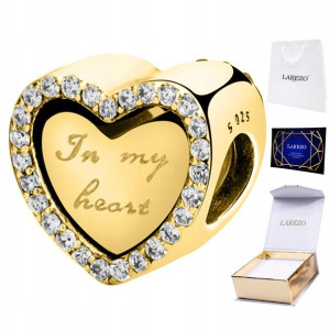 Charms złoty Podwójne Serce Heart srebro 925