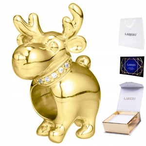 Charms złoty Renifer Święta srebro 925