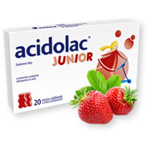 Acidolac Junior, misio-tabletki, smak truskawkowy, 20 szt.