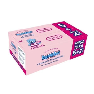 Bambino, chusteczki nawilżane dla niemowląt i dzieci, 7 x 63 szt.